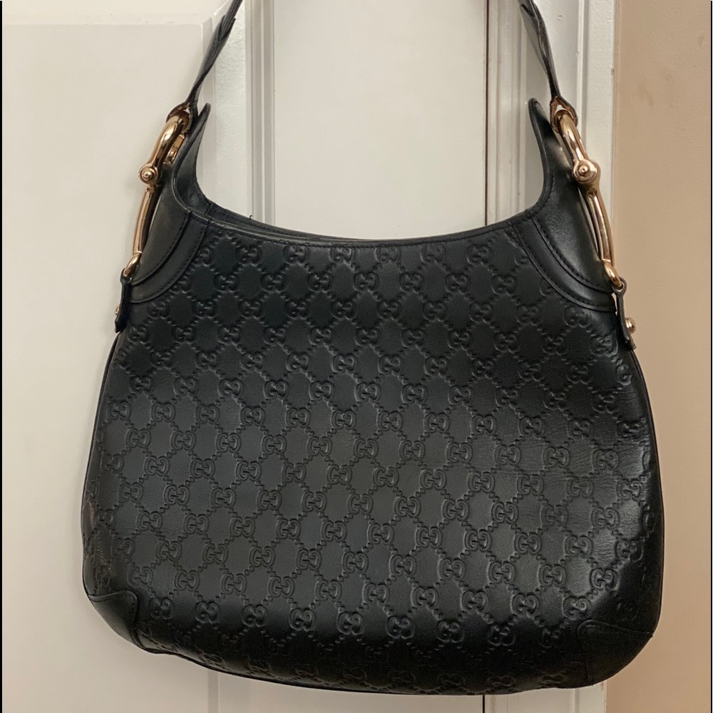 Authentic Gucci Horsebit black shoulder bag